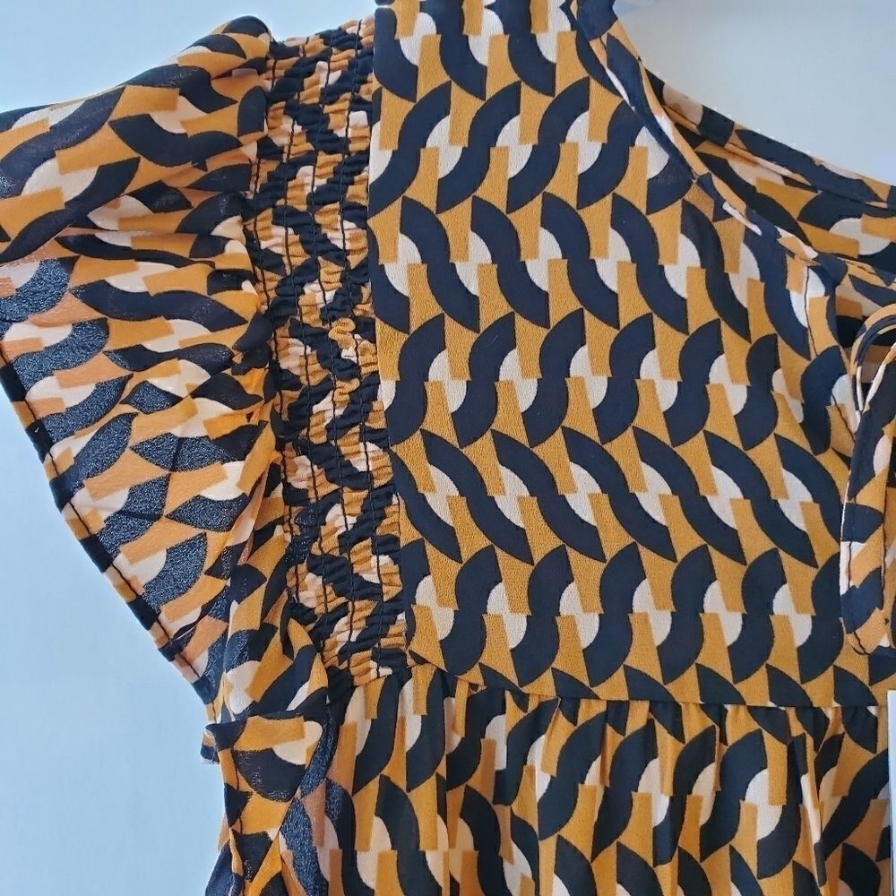 ‎Women's Geometric Print Ruffle Tank Top M - Picture 5 of 6